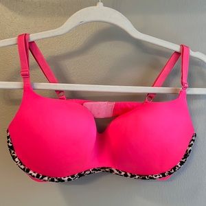 Victorias Secret Balconette Bra- Pink Leopard, Size 34D, Push Up